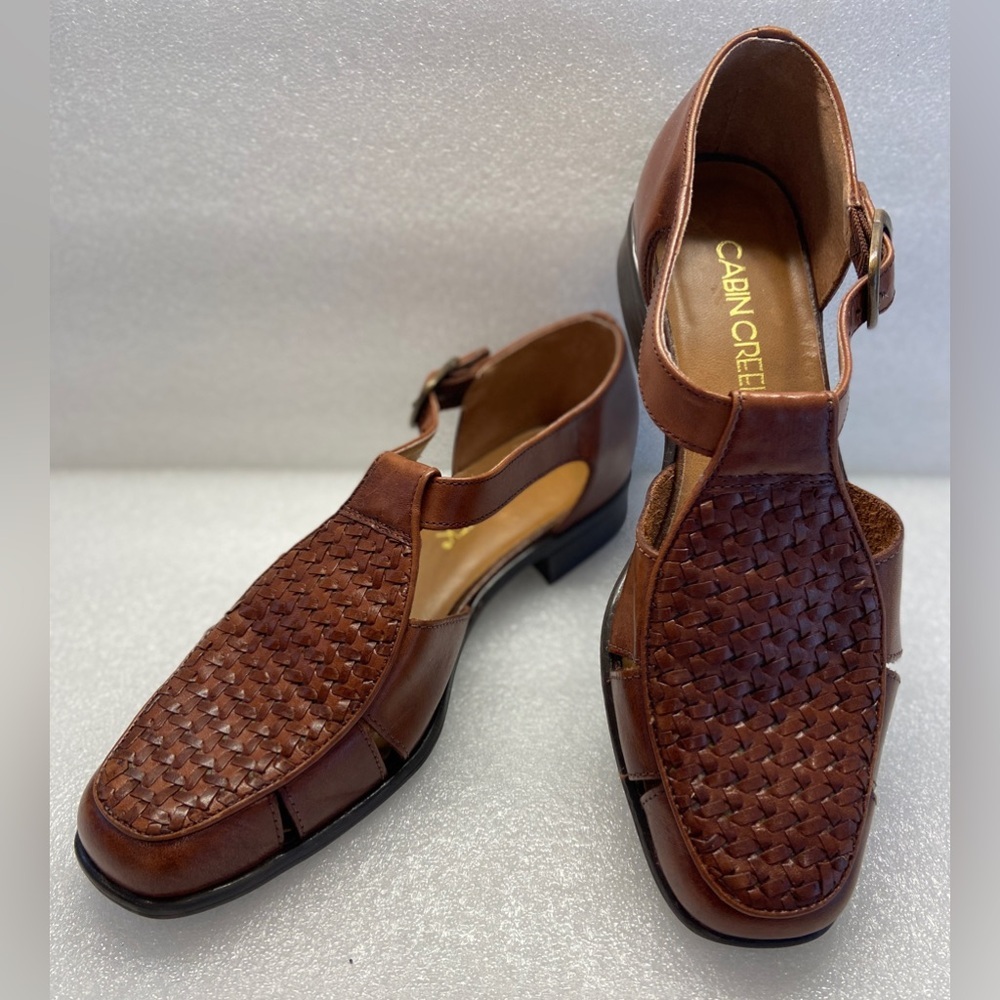 Cabin Creek Women’s”Charolette”Brown Leather Sandal Closed Toe Ankle Strap Size6